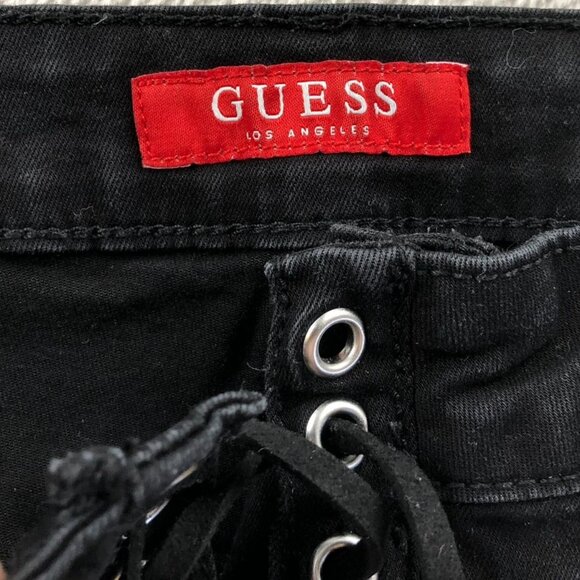 Guess Women's Jeans Size 29 Black Denim High Rise Ankle Skinny Lace-Up Classic - Picture 3 of 13